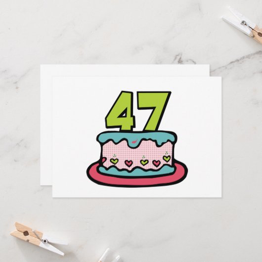 Carte Gâteau d'anniversaire de 47 ans (Devant/Arrière en situation)