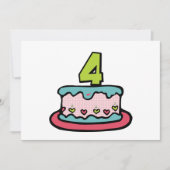 Carte Gâteau d'anniversaire de 4 ans (Devant)