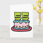 Carte Gâteau d'anniversaire de 55 ans (Fleur jaune)