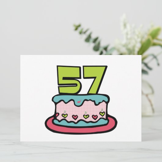 Carte Gâteau d'anniversaire de 57 ans (Debout devant)