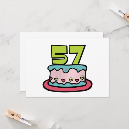 Carte Gâteau d'anniversaire de 57 ans (Devant/Arrière en situation)