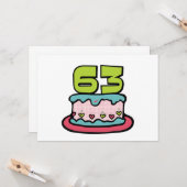 Carte Gâteau d'anniversaire de 63 ans (Devant/Arrière en situation)