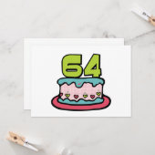 Carte Gâteau d'anniversaire de 64 ans (Devant/Arrière en situation)