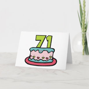 Carte Gâteau d'anniversaire de 71 ans