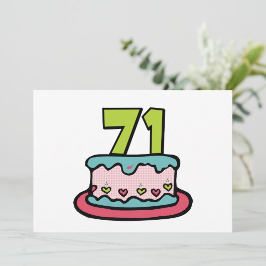Carte Gâteau d'anniversaire de 71 ans (Debout devant)