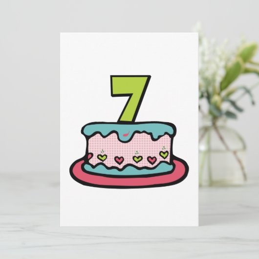 Carte Gâteau d'anniversaire de 7 ans (Debout devant)