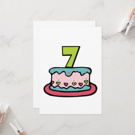 Carte Gâteau d'anniversaire de 7 ans (Devant/Arrière en situation)