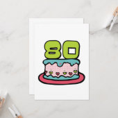 Carte Gâteau d'anniversaire de 80 ans (Devant/Arrière en situation)