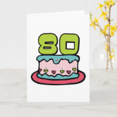Carte Gâteau d'anniversaire de 80 ans (Fleur jaune)