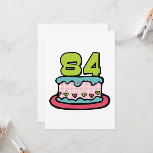 Carte Gâteau d'anniversaire de 84 ans (Devant/Arrière en situation)