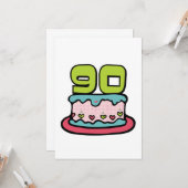 Carte Gâteau d'anniversaire de 90 ans (Devant/Arrière en situation)