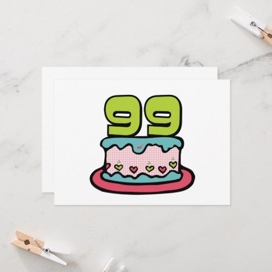 Carte Gâteau d'anniversaire de 99 ans (Devant/Arrière en situation)
