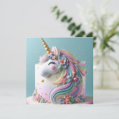 CARTE GÂTEAU D'ANNIVERSAIRE DE ENFANT DÉCORÉE D'UNICORN (Debout devant)