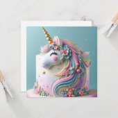 CARTE GÂTEAU D'ANNIVERSAIRE DE ENFANT DÉCORÉE D'UNICORN (Devant/Arrière en situation)