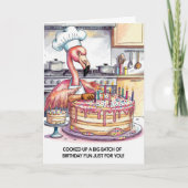 Carte Gâteau d'anniversaire de flamant rose Grande fête  (Devant)
