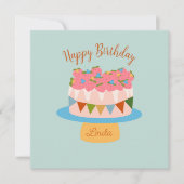 Carte gâteau d'anniversaire de fraise customisée (Devant)