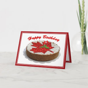 Carte Gâteau d'anniversaire de la feuille d'érable ceris