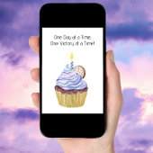 Carte Gâteau d'anniversaire de sobriété heureuse avec ho