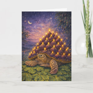 Carte Gâteau d'anniversaire de tortue Sulcata de minuit 