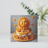 CARTE GÂTEAU D'ANNIVERSAIRE DÉCORÉE À THÈME ET SOLEIL (Debout devant)