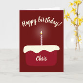 Carte Gâteau d'anniversaire du Velvet rouge avec bougie  (Fleur jaune)