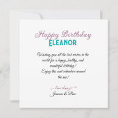 CARTE GÂTEAU D'ANNIVERSAIRE ÉLÉGANT À THÈME BUTTERFLY (Dos)