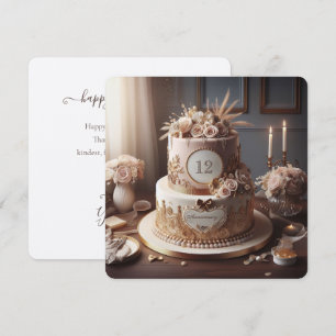 Carte Gâteau d'anniversaire élégant doré vintage avec vo