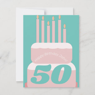 Carte Gâteau d'anniversaire en rose à tout âge