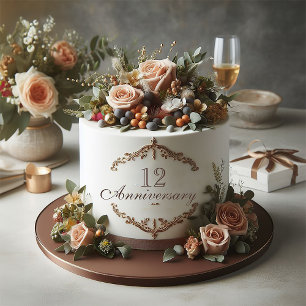 CARTE GÂTEAU D'ANNIVERSAIRE FLEURI ÉLÉGANT ET ATTÉNUÉ