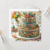 CARTE GÂTEAU D'ANNIVERSAIRE FLORAL COMPLET (Devant/Arrière en situation)