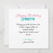 CARTE GÂTEAU D'ANNIVERSAIRE FLORAL COMPLET (Dos)