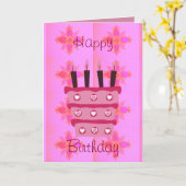 Carte Gâteau d'anniversaire floral pour elle / Filles Ar (Fleur jaune)