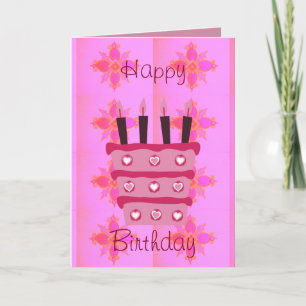 Carte Gâteau d'anniversaire floral pour elle / Filles Ar