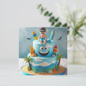 Carte Gâteau d'anniversaire FUN SURFS UP (Debout devant)