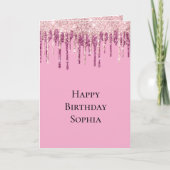 Carte Gâteau d'anniversaire Glitter gouttes de glace ros (Devant)