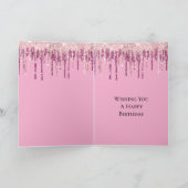 Carte Gâteau d'anniversaire Glitter gouttes de glace ros (Intérieur)