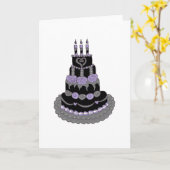 Carte Gâteau d'anniversaire gothique violet (Fleur jaune)