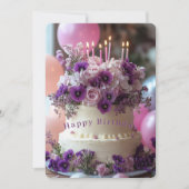 Carte Gâteau d'anniversaire Hydrangea Pansies Violettes (Devant)