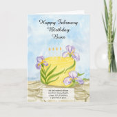 Carte Gâteau d'anniversaire Iris de février Boss heureux (Devant)