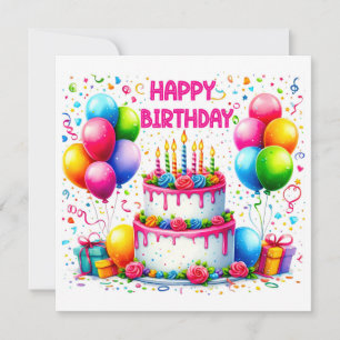 Carte Gâteau d'anniversaire joyeux