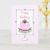 Carte Gâteau d'anniversaire léger et agréable avec Rose  (Fleur jaune)