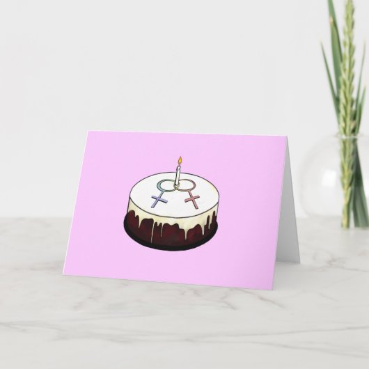 Carte Gâteau d'anniversaire lesbien (Devant)
