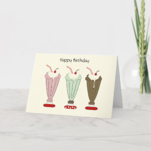 Carte Gâteau d'anniversaire Milkshake Délicieux