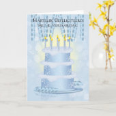 Carte Gâteau d'anniversaire néerlandais et bougies de (Fleur jaune)