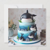CARTE GÂTEAU D'ANNIVERSAIRE NOIR ET BLANC D'ORCA (Devant)
