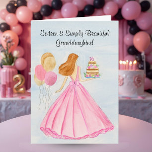 Carte Gâteau d'anniversaire pour les 16 ans de la petite