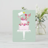 Carte Gâteau d'anniversaire rose stratifié (Debout devant)