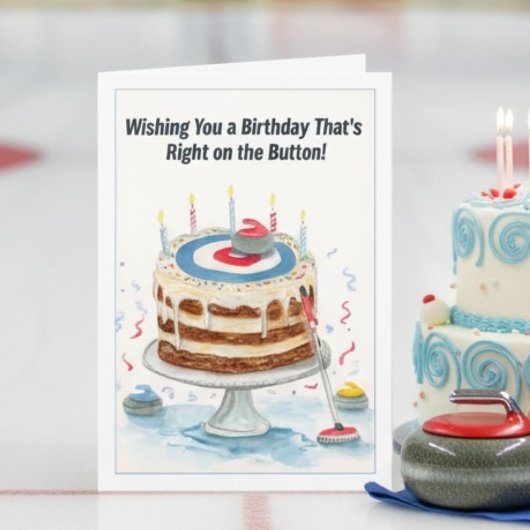 Carte Gâteau d'anniversaire sur le thème du Curling