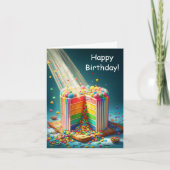 Carte Gâteau d'anniversaire Surprise Arc-en-ciel (Devant)