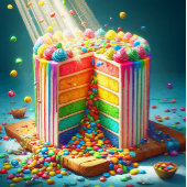 Carte Gâteau d'anniversaire Surprise Arc-en-ciel